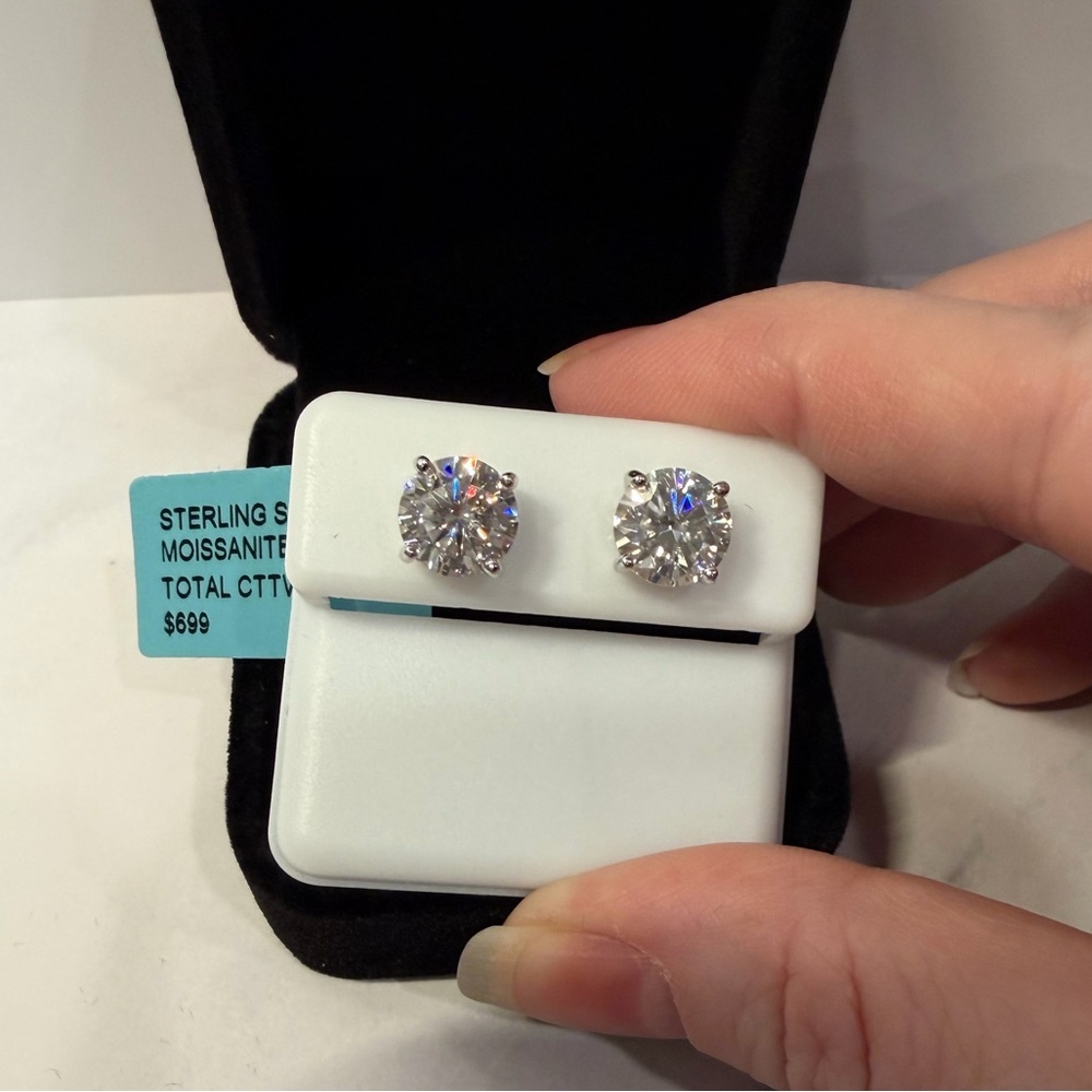 4.0 carat Moissanite over sterling silver earrings